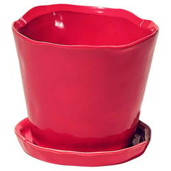 Chive Tika 5 in. D Ceramic Flower Pot Red