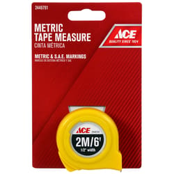 Ace 6 ft. L X 0.5 in. W High Visibility Metric Tape Measure 1 pk