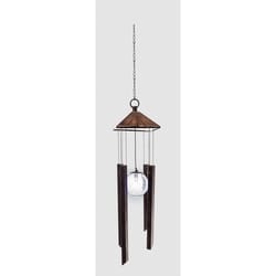 Garden Splendor Brown Metal 24 in. Pyramid Crackleball Wind Chime