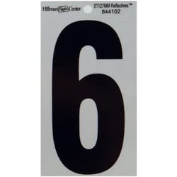 HILLMAN 5 in. Reflective Black Vinyl  Self-Adhesive Number 6 1 pc