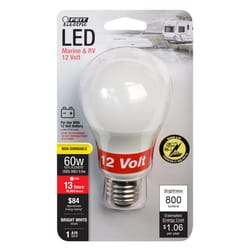 Feit LED Specialty A19 E26 (Medium) LED Bulb Bright White 60 Watt Equivalence 1 pk
