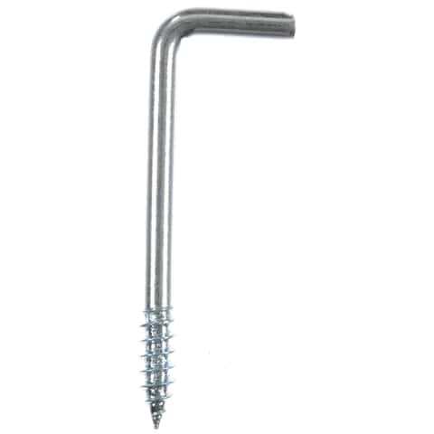 Ace Small Zinc-Plated Silver Steel 1.375 in. L Square Bend Screw Hook 10 lb  10 pk - Ace Hardware