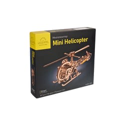 UGears Mini Helicopter Mechanical Model Kit Brown 171 pc