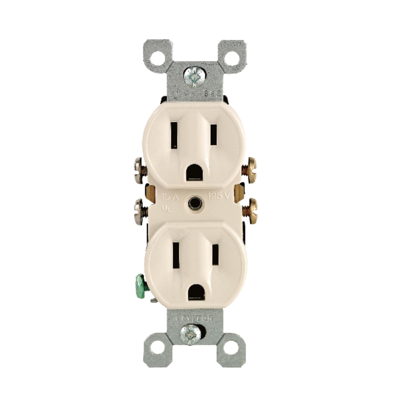 Leviton 15 amps 125 V Light Almond Outlet 5-15R 10 pk - 05320-TMP - Electrical Switches  sku 05320-TMP