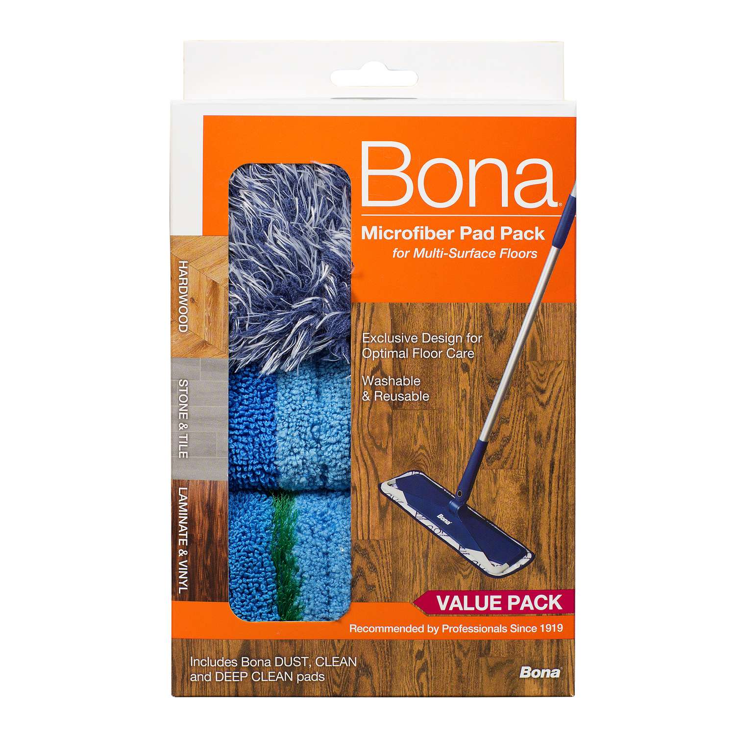 Bona Microplus 4 in. W X 15 in. L Wet Microfiber Mop Pad 3 pk Ace