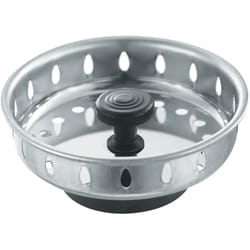 PlumbCraft 3-1/2 in. D Chrome Stainless Steel Strainer Basket Silver