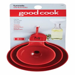 Good Cook Red Plastic Funnel Set