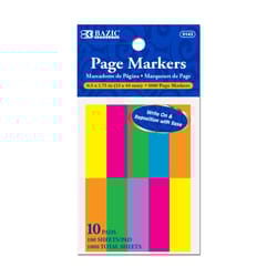 Bazic Products 1.75 in. W X 0.5 in. L Assorted Neon Page Markers 10 pad