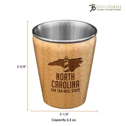 Totally Bamboo 2 oz Brown/Silver Stainless Steel/Wood North Carolina Shot Glass