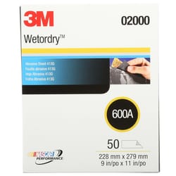 3M Wetordry 11 in. L X 9 in. W 600 Grit Silicon Carbide Sanding Sheet 50 pk