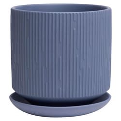 Chive Virago 5 in. D Ceramic Shape C Flower Pot Blue Grey