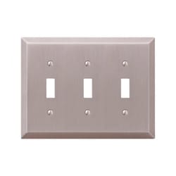 Amerelle Century Brushed Nickel 3 gang Stamped Steel Toggle Wall Plate 1 pk