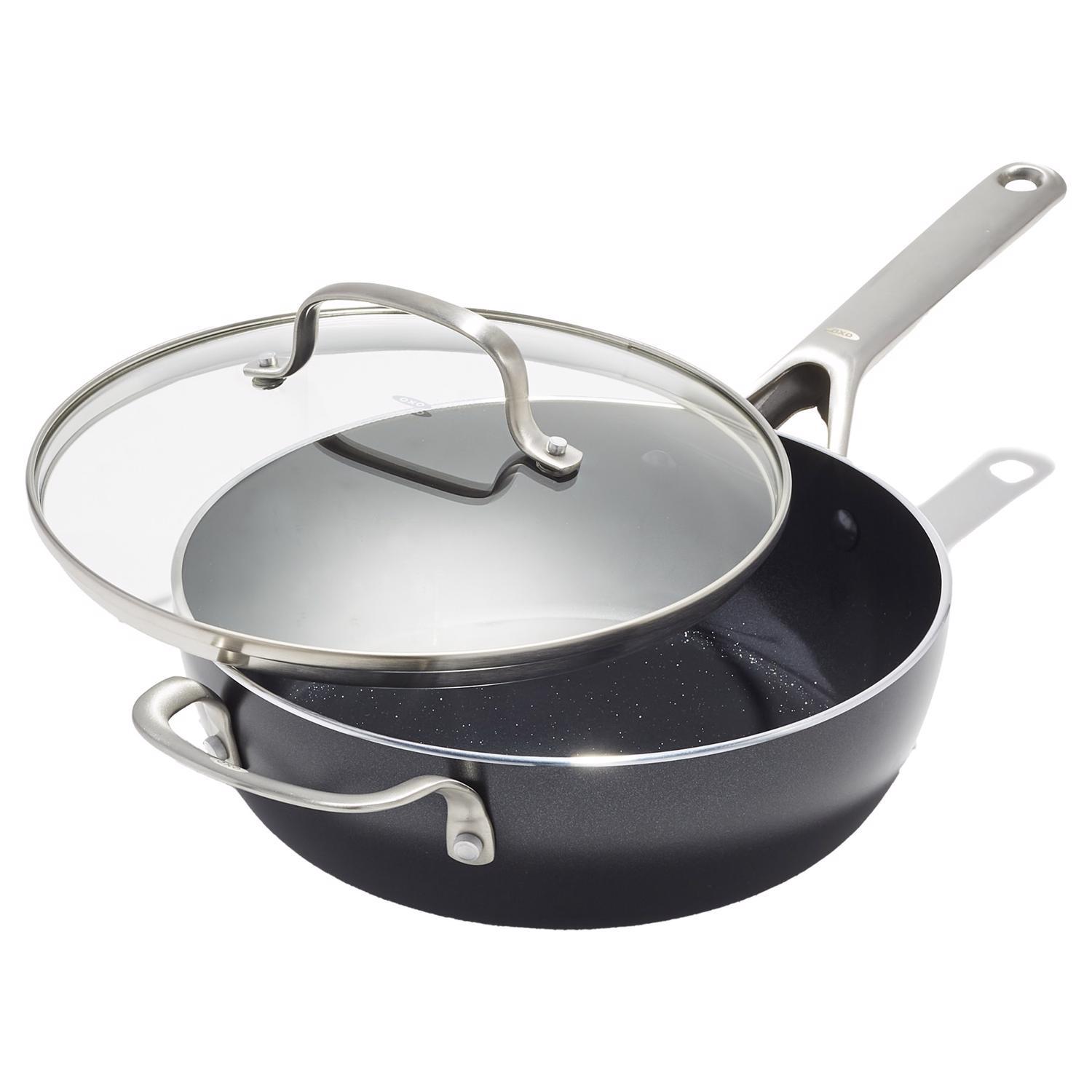 OXO Agility Ceramic Coated Aluminum Pan with Lid 3 qt Black/Silver Sansujyuku sansujyuku.com