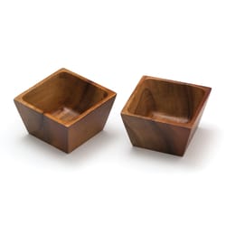 Lipper International Natural Acacia Wood Pinch Square Bowls 2 pc