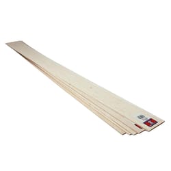 Midwest Products 1/8 in. T X 4 in. W X 2 ft. L Basswood Sheet #2/BTR Premium Grade Midwest Products 1/8 in. T X 4 in. W X 2 ft. L Basswood Sheet #2/BTR Premium Grade