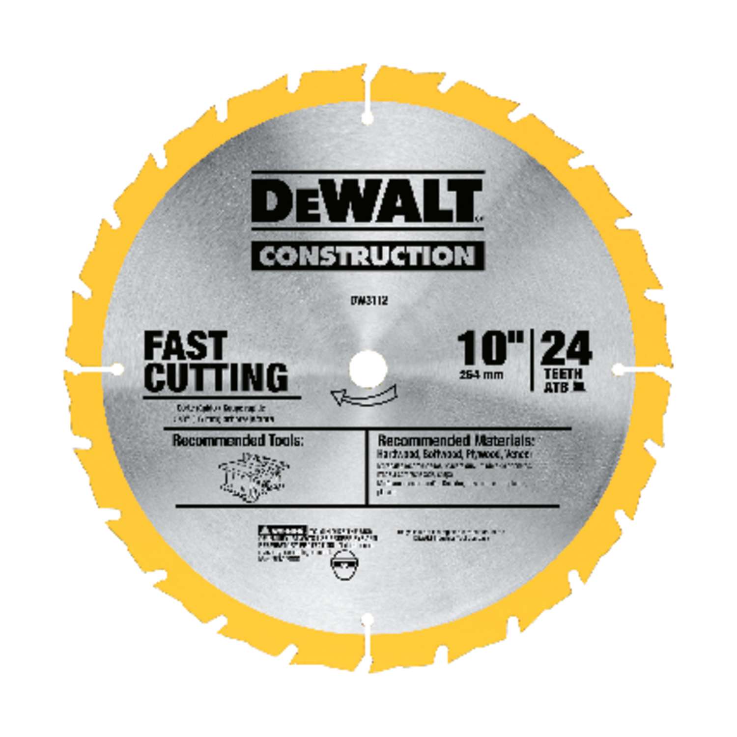 DeWalt 10 in. Dia. x 5/8 in. Carbide Circular Saw Blade 24 teeth 1 pk