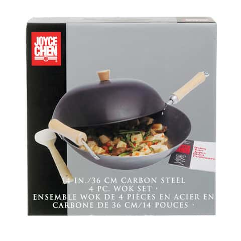 SKY LIGHT Wok Pan, 13.5 inch No Chemical Stir Fry Pan, 100% Carbon