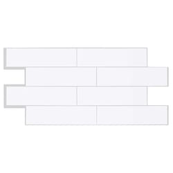 Smart Tiles 10.88 in. W X 22.56 in. L White Mosaic Vinyl Adhesive Wall Tile 2 pc