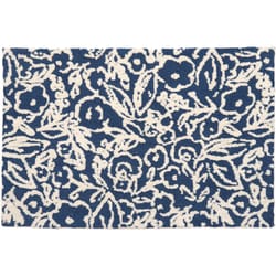 Simple Spaces 21 in. W X 33 in. L Blue Fab Floral Microfiber Polyester Accent Rug