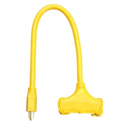 Coleman Cable Indoor 2 ft. L Yellow 1 to 3 Outlet Cord 12/3 STW