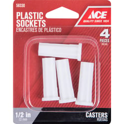 Ace Plastic Caster Socket 4 pk