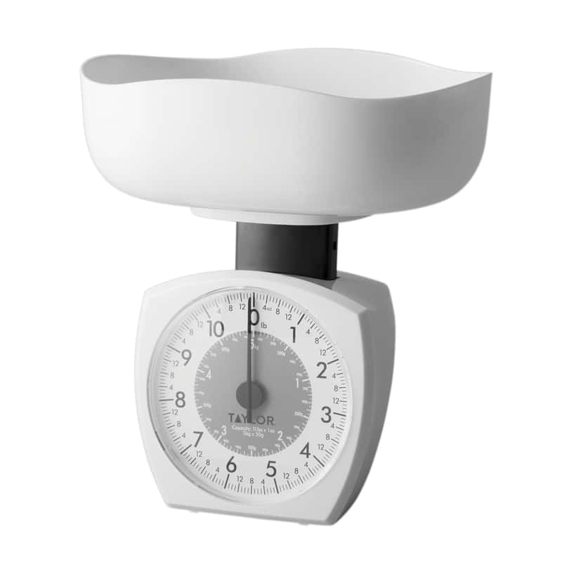 Taylor Mechanical/Analog Kitchen Scale and Food Scale in White, Max 11 Lbs.