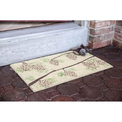 Entryways 17 in. W X 28 in. L Beige/Brown Pine Cones Coir Door Mat