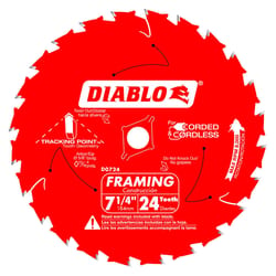 Diablo Tracking Point 7-1/4 in. D X 5/8 in. TiCo Hi-Density Carbide Saw Blade 24 teeth 1 pk