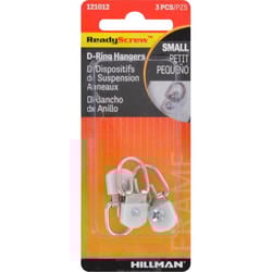 HILLMAN ReadyScrew Zinc Silver D-Ring Hanger 3 pc