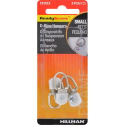 HILLMAN ReadyScrew Zinc Silver D-Ring Hanger 3 pc