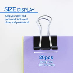 Bazic Products Small Black/Silver Binder Clips 20 pk