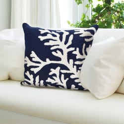 Liora Manne Frontporch Navy Coral Polyester Throw Pillow 18 in. H X 2 in. W X 18 in. L