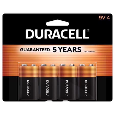 Duracell Batteries, Alkaline, 9V, 4 Pack - 4 batteries