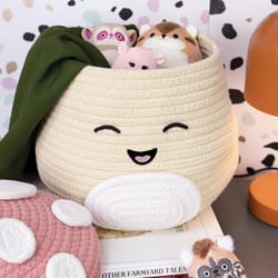 Fizz Squishmallows Malcolm the Mushroom Storage Basket Pink/White