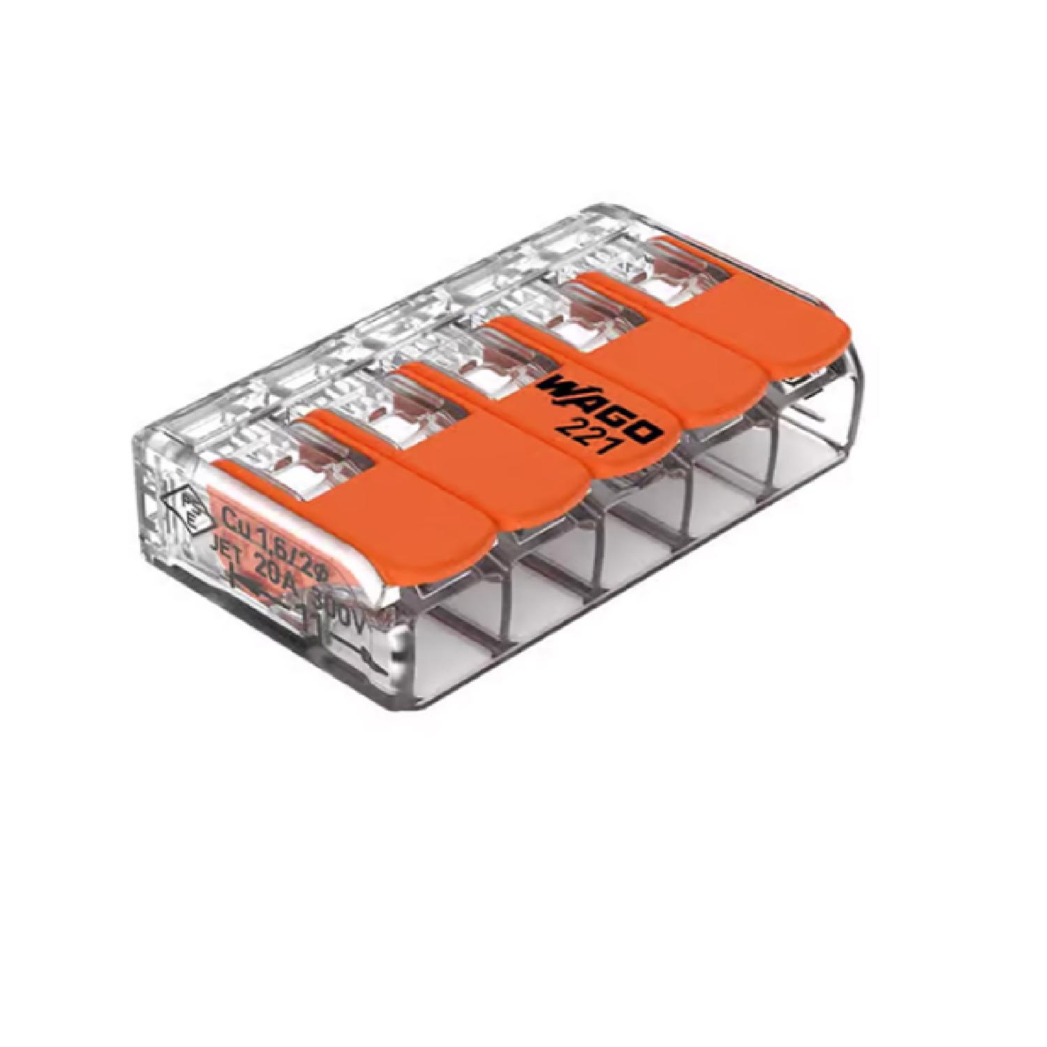 WAGO 5 Port Lever Wire Connector 10 pk