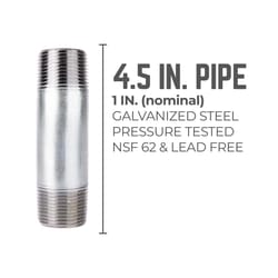 STZ Industries 1 in. MIP each X 1 in. D MIP in. Galvanized Steel 4-1/2 in. L Nipple