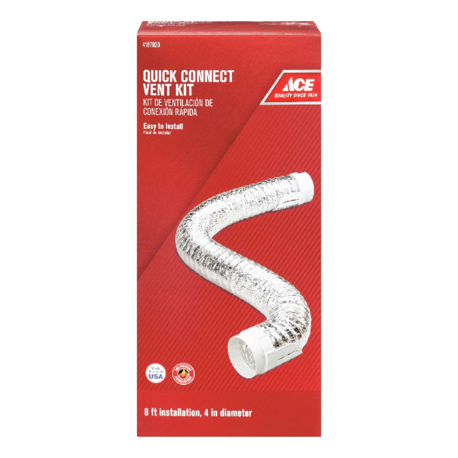 Ace 96 in. L X 4 in. D Silver/White Aluminum Dryer Vent Kit Ace Hardware