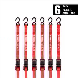 Craftsman We Build Pride 1 in. W X 12 ft. L Red Ratchet Strap 500 lb 6 pk