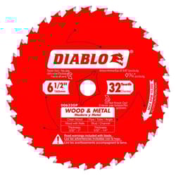 Diablo 6-1/2 in. D X 5/8 in. Wood & Metal TiCo Hi-Density Carbide Wood and Metal Saw Blade 32 teeth