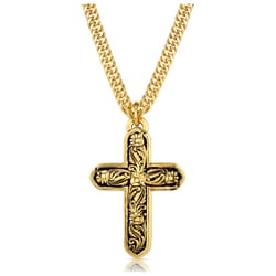 Montana Silversmiths Men's Gold with Black Floral Cross Black/Gold Necklace