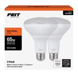 Feit BR30 E26 (Medium) LED Bulb Soft White 65 Watt Equivalence 2 pk