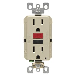 Leviton SmartlockPro 15 amps 125 V Duplex Ivory GFCI Outlet 5-15R 1 pk