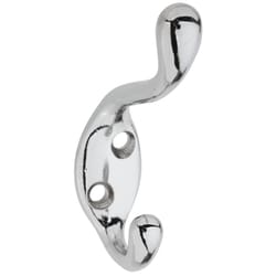 National Hardware 1.587 in. L Chrome Zinc Coat/Hat Hook 75 lb. cap. 1 pk