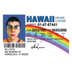 StickerYou Fake ID McLovin Sticker Vinyl 1 pk