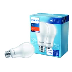 Philips A19 E26 (Medium) LED Bulb Soft White 100 Watt Equivalence 2 pk