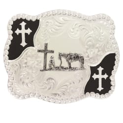 Montana Silversmiths Christian Flourish Scallop Silver Belt Buckle