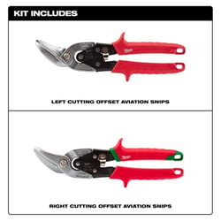 Milwaukee 10 in. Forged Alloy Steel Offset Aviation Snips Set 22 Ga. 2 pk