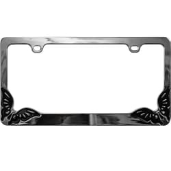 Custom Accessories Silver Metal Butterfly License Plate Frame