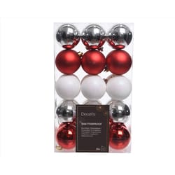 Decoris Red/Silver/White Shatterproof Ornaments