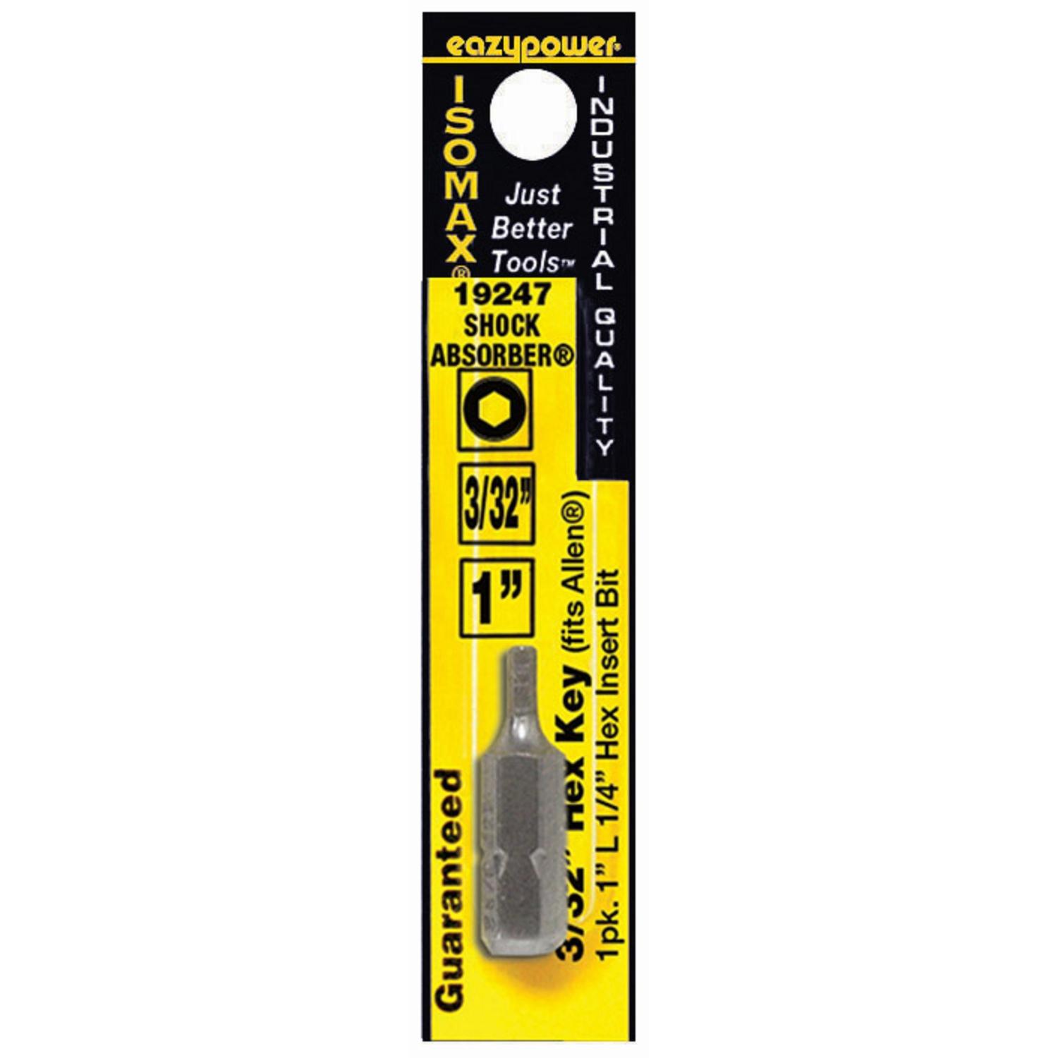 aa★ Eazypower Isomax Hex 3/32 in. X 1 in. L Insert Bit Chrome